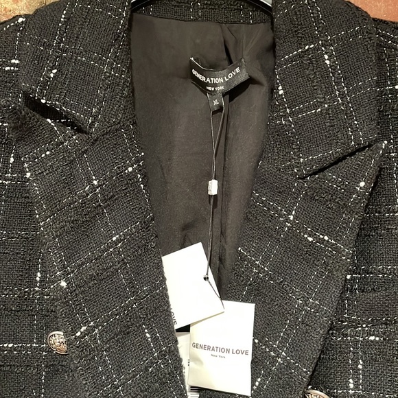 NWT Generation Love Knight Black White Tweed Blazer jackets - Picture 4 of 9